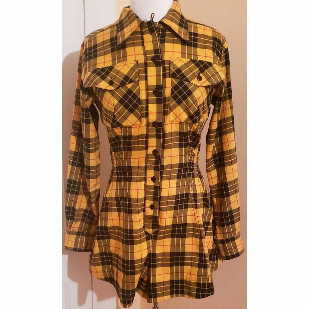 Byron Lars Plaid Flannel Romper Dress